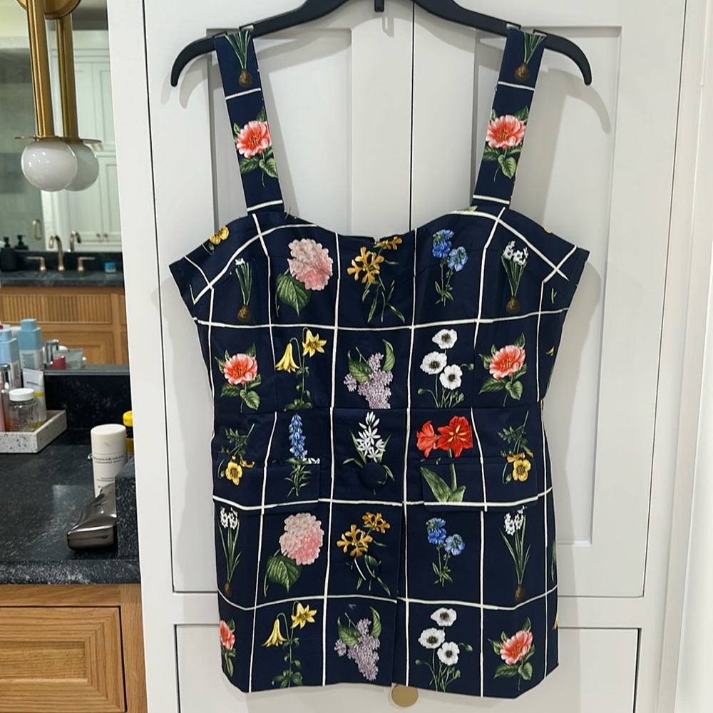 Tuckernuck Navy Floral Grid Sleeveless Top